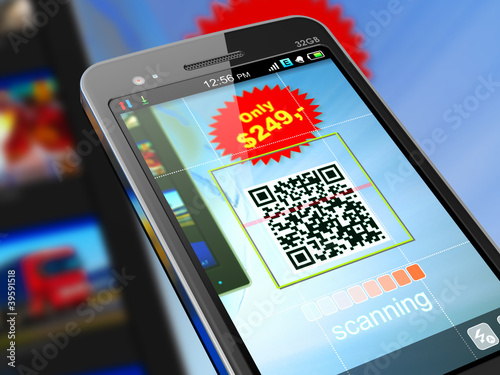 Photo: Smartphone scanning QR code Smartphone scanning QR code