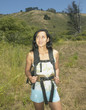 Female hiker in rural setting