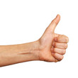 Photo: thumb up hand sign over white thumb up hand sign over white