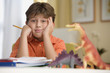 Young boy sitting at his desk