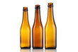 Three empty bottles of beer isolated Three empty bottles of beer isolated