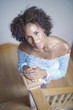 High angle view of young woman smiling for the camera