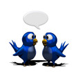 Blue twittering birds with speak balloon