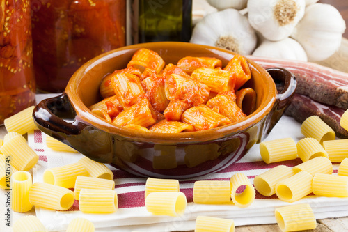 Photo: Amatriciana - Pasta bacon tomatoes Amatriciana - Pasta bacon tomatoes