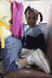 Portrait of girl on school bus
