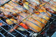 Barbecue with delicious grilled chicken wings