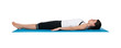 Beautiful young female exercising on a blue matt