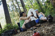 Women relaxing at campsite