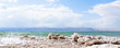 crystalline salt on beach of Dead Sea