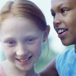 Close up portrait of two girls