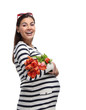 Happy pregnant woman with tulips Happy pregnant woman with tulips