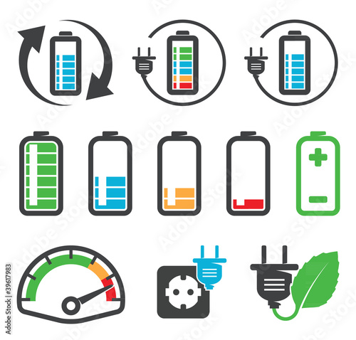 Vektor: Colorful battery icons , recycling concept Colorful battery icons , recycling concept
