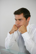 business man sighing