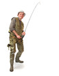 The fisherman with fishing rod.