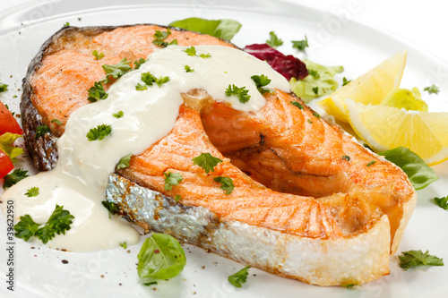 Photo: Grilled salmon and vegetables Grilled salmon and vegetables