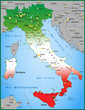 Umgebungskarte von Italien mit Landesfarben
