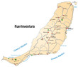 Autobahnkarte von Fuerteventura in orange