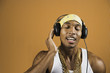 Young man listening to headphones