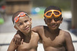 Young boys wearing goggles