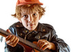 Kid learning to play guitar
