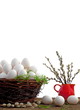 Easter eggs and natural wooden country table Easter eggs and natural wooden country table