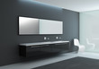 Modern interior bathroom hotel room, grey and opaque