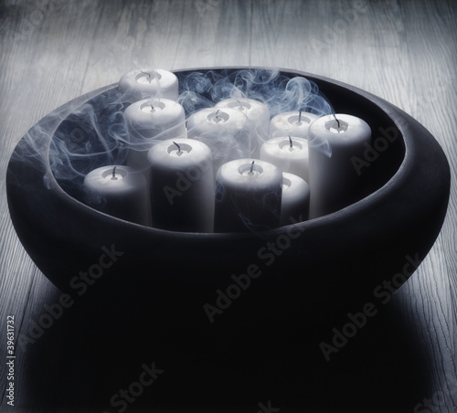 Photo: Bowl with blown out candles Bowl with blown out candles