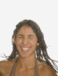 Woman laughing in shower