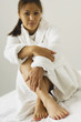 Portrait of Asian woman wearing bathrobe