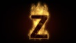 Fiery letter Z  burning in loop with particles