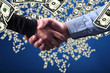 close up shot of handshake of a woman and a man
