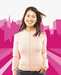 Portrait of Asian woman with hand in pocket