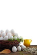 Easter eggs and natural wooden country table Easter eggs and natural wooden country table