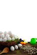 Easter eggs and natural wooden country table Easter eggs and natural wooden country table