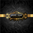 Vintage gold frame on black floral background. Vintage gold frame on black floral background.