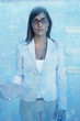 South American businesswoman in swimming pool
