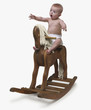 Baby riding rocking horse