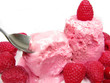 pink fruit ice-cream with spoon pink fruit ice-cream with spoon