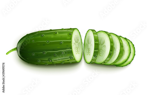 Vector: ripe cucumber cut segment vector illustration isolated on ripe cucumber cut segment vector illustration isolated on