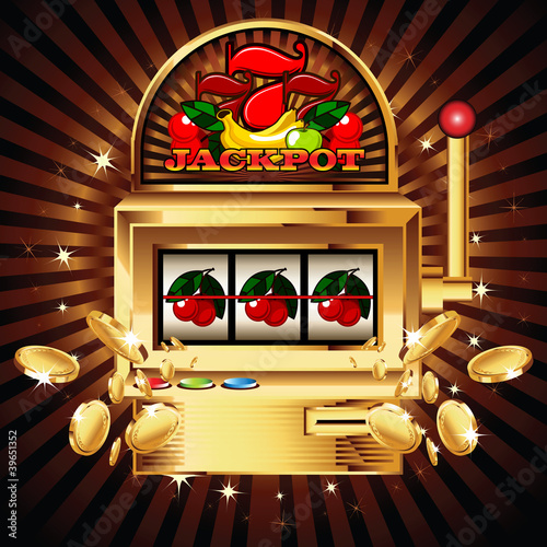 Vector: A slot fruit machine with cherry winning on cherries. A slot fruit machine with cherry winning on cherries.