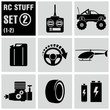 RC - vector black icon set 2. Remote control toys.