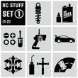 RC - vector black icon set 1. Remote control toys.