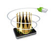 Router, patchcord and golden crown. Router, patchcord and golden crown.