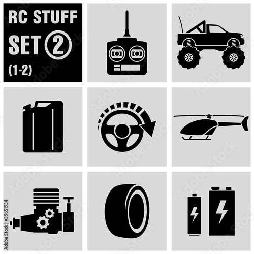 Vektor: RC - vector black icon set 2. Remote control toys. RC - vector black icon set 2. Remote control toys.