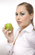 Photo: woman eat green apple woman eat green apple
