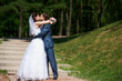 Happy Bride and groom kissing