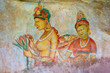 Antique asian fresco with naked woman