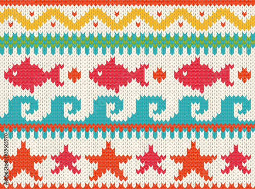 Vektor: Knitted beach pattern Knitted beach pattern