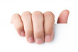 Photo: Human hand holding blank advertising card Human hand holding blank advertising card