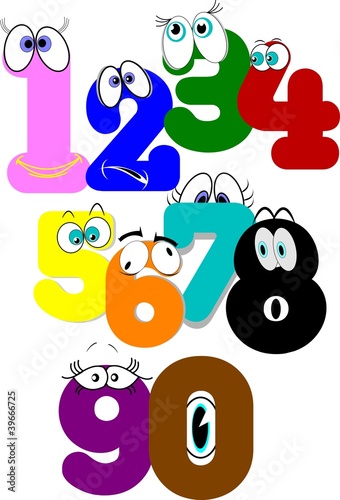 Vector: numbers set with eyes in cartoon style numbers set with eyes in cartoon style